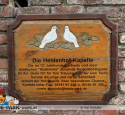 Schild: Heidenhof Kapelle